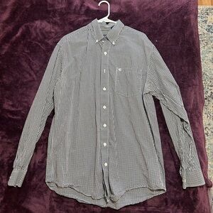 Izod Men's Black and White Gingham Shirt